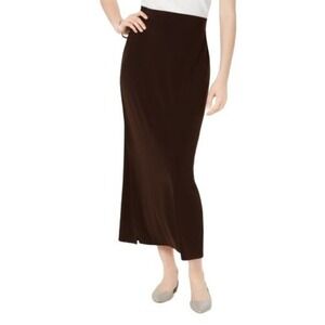 JM Collection Side-Slit Pull-On Skirt Espresso Roast L